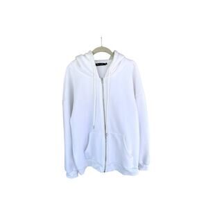 EFAN White Zip Up Hoodie Size XL Sweatshirt Oversized Casual Fleece Jacket